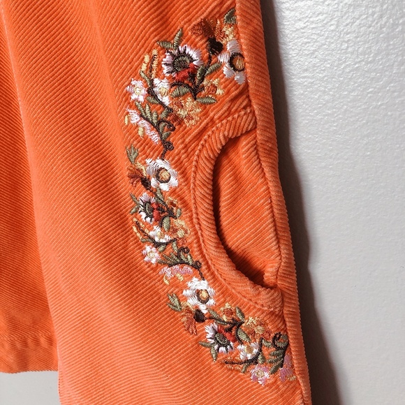 H&M 2-3 years orange cord dress with embroidery - Picture 3 of 9